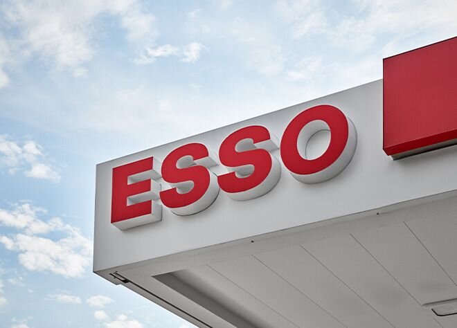 Esso gas station sign.