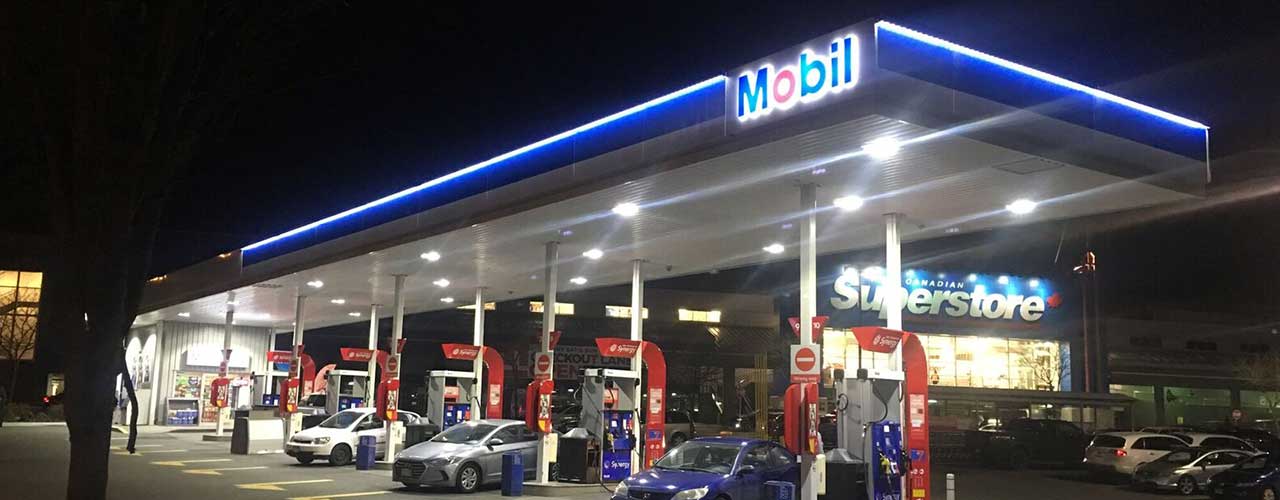 Mobil Gas Station at Night - Superstore